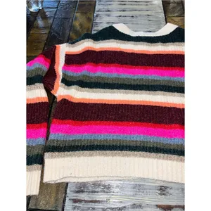 American Eagle Multi Color Striped Crop Sweater Women’s Small Boho Casual Chunky thumbnail 7