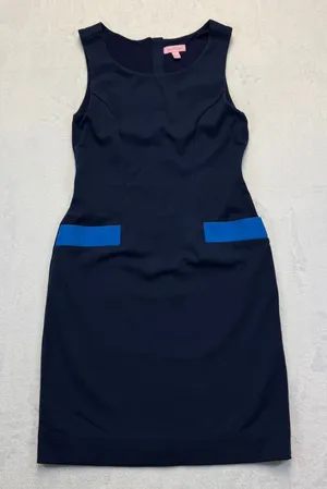 Lilly Pulitzer Navy Blue Colorblock Sleeveless Ponte Dress 59285 XS thumbnail 1