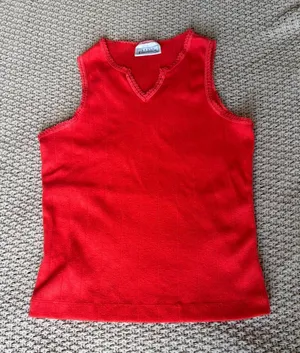 Vintage 90s Orange / Red Red Ribbed Lace Tank thumbnail 1