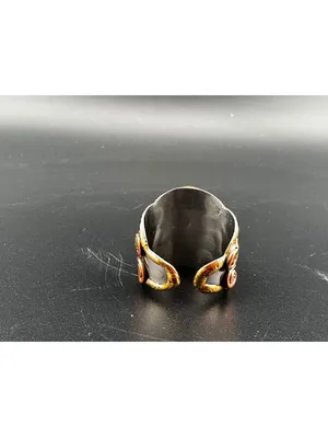 Multi Metal Ring with Natural Green Stone thumbnail 4