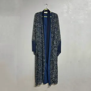 House of Harlow 1960 Blue Print Reska Fringe Sleeve Maxi Dress Sz L thumbnail 2