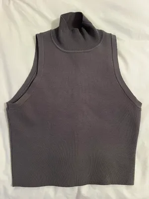 ZARA Dark Gray High Neck Crop Top thumbnail 4