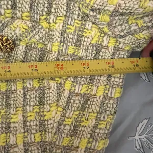 Tuckernuck Yellow and Gray‎ Plaid Tweed V-Neck Mini Dress Long Sleeve Size S thumbnail 7