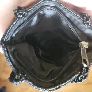 Black Bag Womens‎ Evening Clutch Shoulder Beaded Straps Glamorous Elegant thumbnail 3