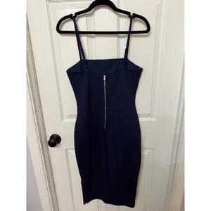 Lulus Navy Blue Bodycon Dress Square‎ Neck Side Slit Cocktail Wedding Guest thumbnail 5