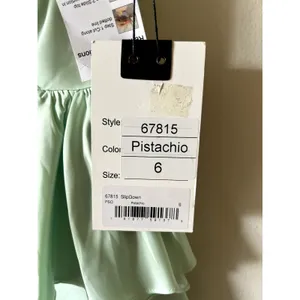 Mac Duggal Pistachio Green Satin Ruffled Maxi Dress 67815 Size 6 Sleeveless thumbnail 5