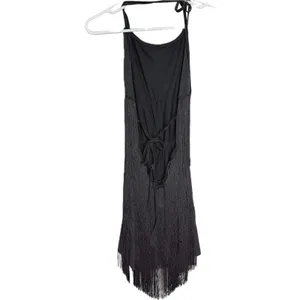 NWT Ella Lust Black Fringe Halter Backless Mini Dress Jumpsuit - Medium thumbnail 6