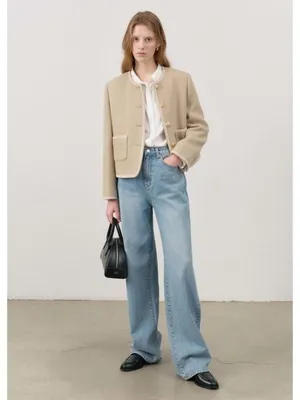 DUNST Beige Tweed Boucle Jacket in Small Womens Wool Jacket thumbnail 12