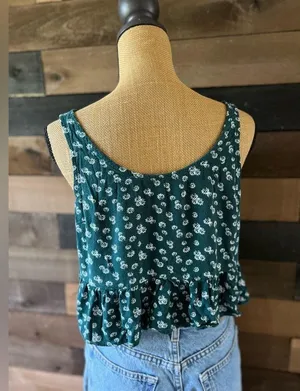 PacSun LA Hearts Green & White Floral Cropped Tank Top thumbnail 7