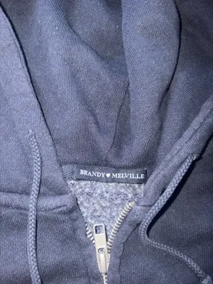 brandy melville zip up hoodie with pockets navy thumbnail 3