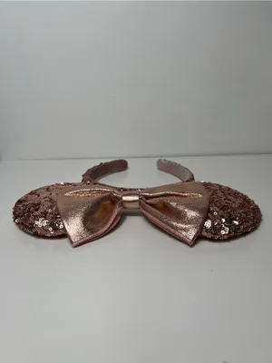 Tokyo Disney Resort Minnie Mouse Rose Gold Sequin Bow Headband Ears thumbnail 5