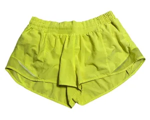 Lululemon Hotty Hot Running Shorts SZ 10 Highlighter Yellow Low Rise 2.5" Lined thumbnail 1