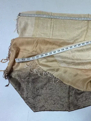 Gold and Black Paisley Pashmina Shawl With Fringes - 71" x 28"‎ - NEW In Bag. thumbnail 8