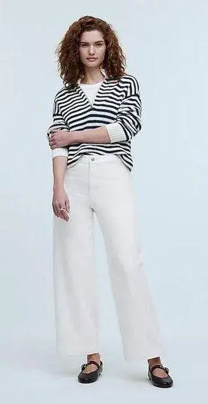 Madewell The Curvy Emmett Wide-Leg Jean in Tile White Welt Pocket Edition SZ 27 thumbnail 1