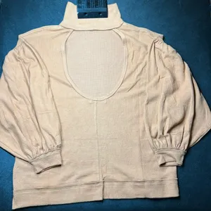 We The Free Size S Brown Long Puff Sleeve Oversized Open Back Sweater thumbnail 7