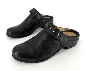 Ariat Clogs Women 8.5 Black Leather Beaded Whipstitch Western Boho Mules thumbnail 1