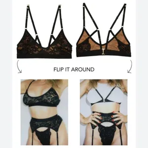 We Are HAH | Free People Convertible Bra Garter Black Lace Lingerie Small NWT thumbnail 4