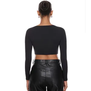 Inlyric Womens Natrelax Stretch Square Neck Basic Long Sleeve‎ Crop Top Size S thumbnail 2