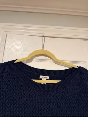 L.L.Bean Size XL Navy Blue Basket Weave Cotton Round Neck Sweater Pullover thumbnail 2