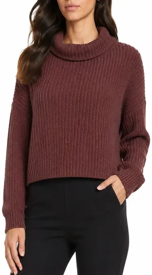 Aritzia Wilfred‎ Montpellier Waist Turtleneck Sweater 100% merino wool Large thumbnail 1