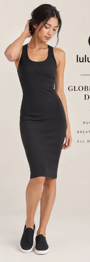 Lululemon Globetrotter Dress Black Mesh Cutout Racerback Size 4 thumbnail 1