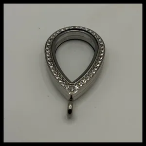 Origami Owl Teardrop‎ Locket Womens Silver Rhinestone Floating Charm Jewelry thumbnail 2
