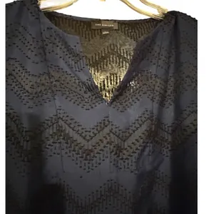 The Limited‎ Navy Blue Chevron Clip Dot Roll Tab Sleeve Blouse Small thumbnail 5