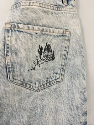 PacSun los angeles graphic jeans acid wash Skelton dreamland 28 thumbnail 13