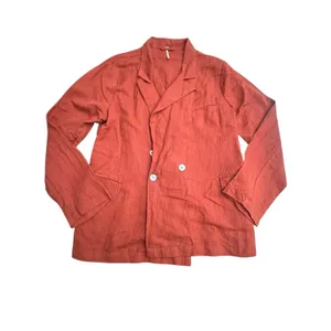 Free People Winnie‎ Linen Blazer Large Suit Jacket Terracotta Double READ #X13-6 thumbnail 2