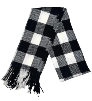 Black & white plaid scarf. thumbnail 1