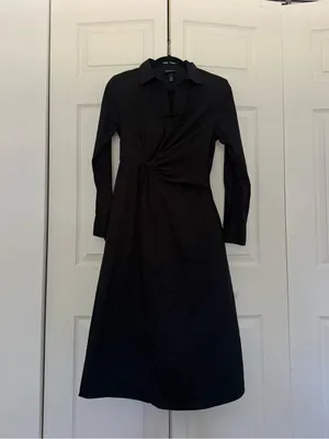 Scoop Women's Side Knot Poplin Midi Shirt Dress with Long Sleeves Size Medium thumbnail 4