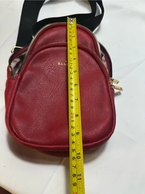 T547. Kedzie Red Vegan Leather Mini Convertible Backpack Crossbody Gold Hardware thumbnail 4
