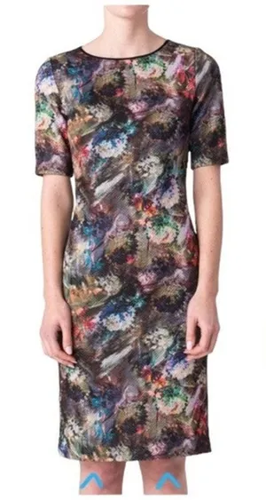 Margaret O’Leary Quilted Sheath Dress Small Kaleidoscope Maximalist Avant Garde thumbnail 1