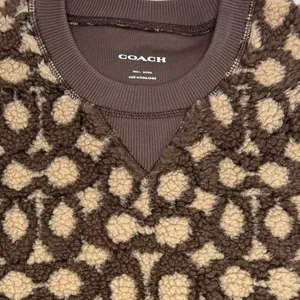 Coach Signature Monogram Sherpa Fleece Pullover Sweatshirt Brown Tan Women’s S thumbnail 2