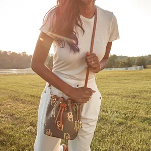 Dooney & Bourke NEW WITH TAG Brown Monogram Small Drawstring Crossbody Bag $218 thumbnail 3