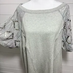 Free People Shine Me Out Top Embellished Sleeve Pullover Open‎ Back Large L NEW thumbnail 8