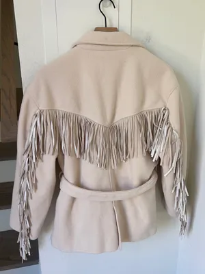 Anthropologie BlankNYC Fringe Jacket in Cream thumbnail 3