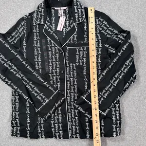 Victoria's Secret Button Up Pajama Top Women's X-Small Black/White Script New thumbnail 4