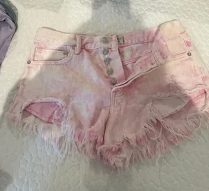 free people denim pink shorts thumbnail 1
