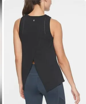 Athleta Foothill Tank top split back Black medium thumbnail 12