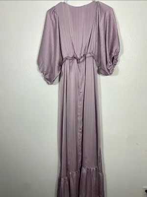 Vanilla Bay maternity long lilac V-neck pleated dress, size S thumbnail 7