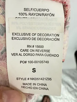 Rewind Women's Pink Multi Floral Sundress Small Midi Spaghetti Strap Slit Front thumbnail 5