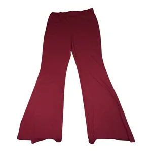 Final Touch Ribbed Knit Flare Pants Maroon Size L thumbnail 1