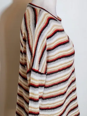 Ginger G Multicolor Striped Fuzzy Knit Top Size Medium thumbnail 3