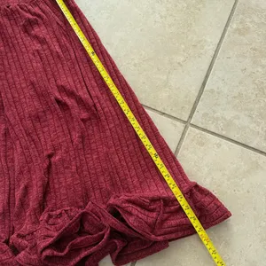 Anthropologie Pauline Midi Sweater Skirt Red Rouge Ruffled Ribbed Size XS thumbnail 8
