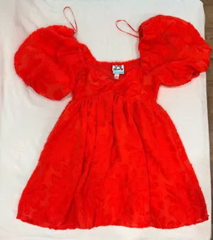 Future collective Target Puff Sleeve Orange Dress thumbnail 1