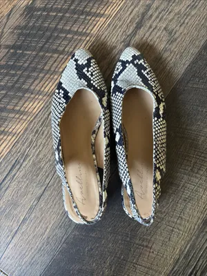 Avellini Snake-Print Pointed Toe Slingback Flats in Black & Cream Made in Italy thumbnail 2