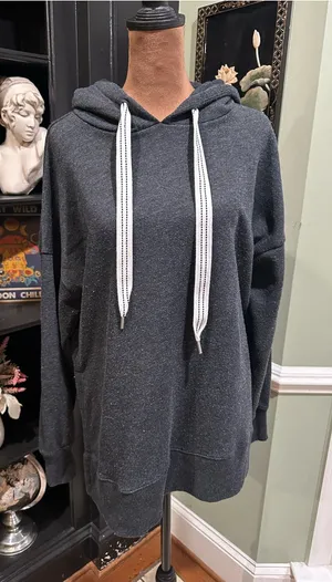 Aerie Oversized Longline Hoodie with Striped Drawstrings – Size M thumbnail 1