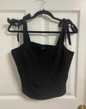 Old Navy Black Crop Top with bow straps thumbnail 1