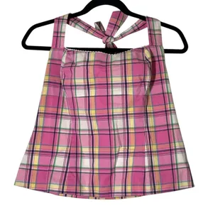 Lilly Pulitzer Margaery cami halter top 8/M Plaid Tank Resort Wear Croquet thumbnail 2